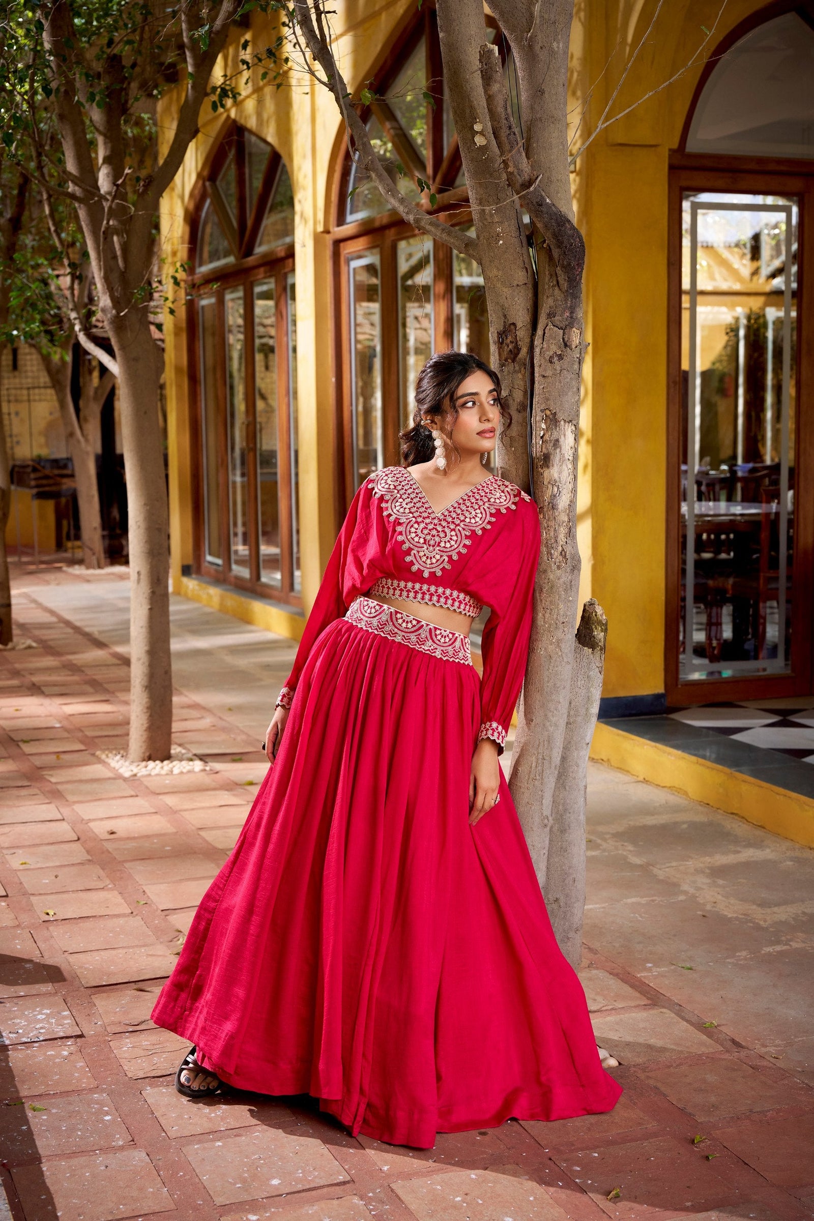 Pink Embroidered Lehenga Set ClothsVilla