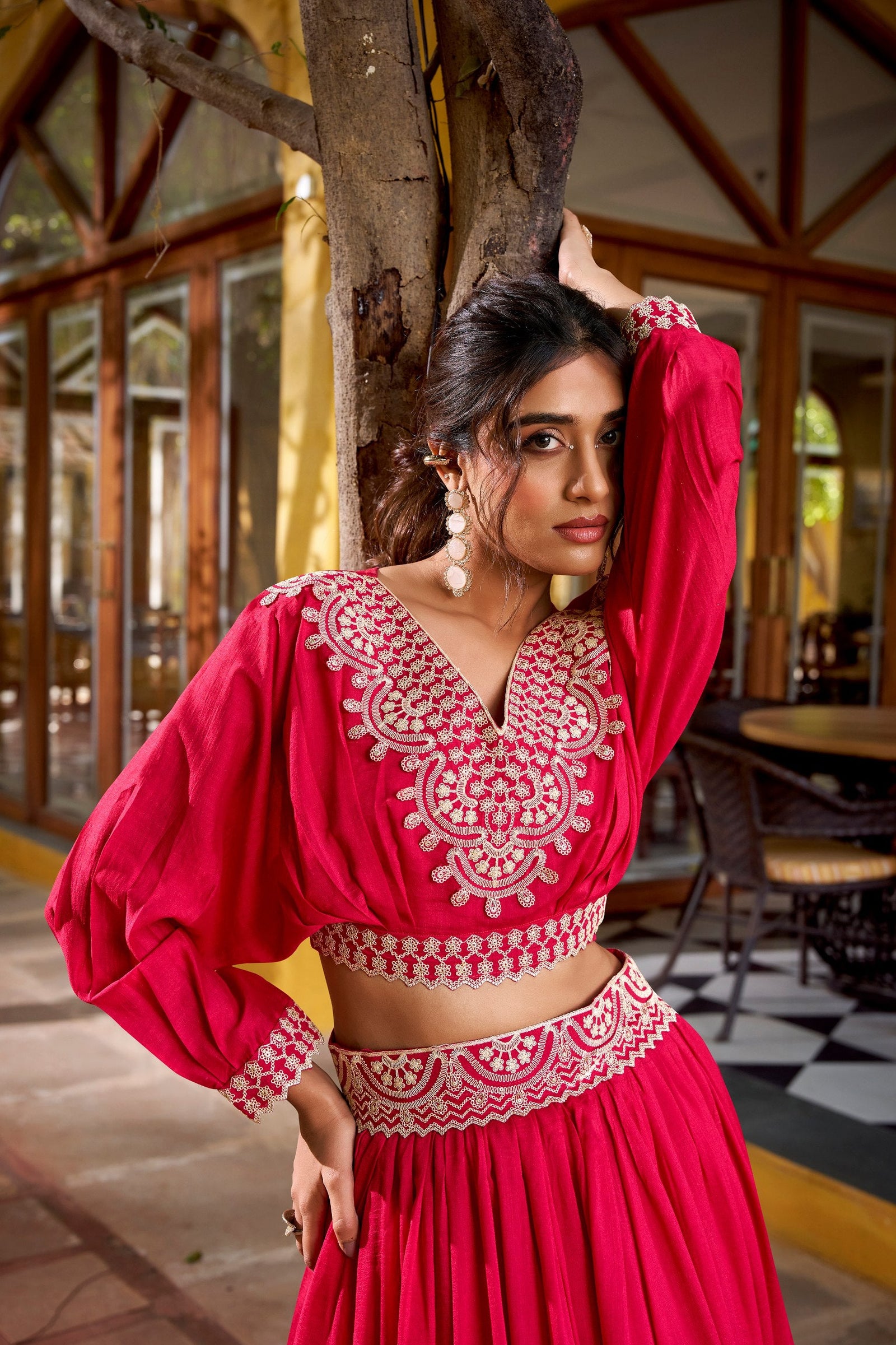 Pink Embroidered Lehenga Set ClothsVilla