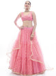 Load image into Gallery viewer, Pink Embroidered Ruffle Net Lehenga Traditional Partywear Designer Wedding Festival  - Embroidery Work, Art Silk, Rubber Print Clothsvilla