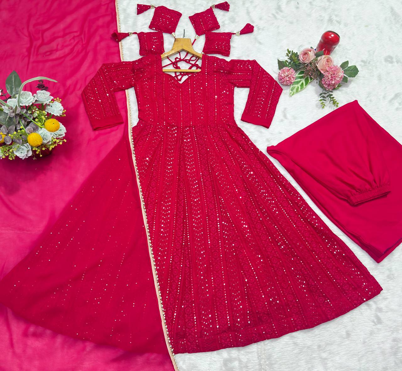 Pink Embroidered Top Sharara Set ClothsVilla