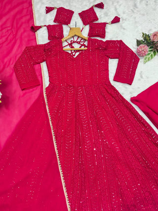 Pink Embroidered Top Sharara Set ClothsVilla