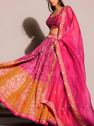 Pink Exquisite Bandhani Look Lehenga Set – A Festive Must-Have! ClothsVilla