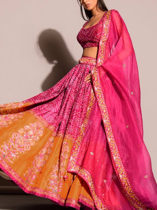 Pink Exquisite Bandhani Look Lehenga Set – A Festive Must-Have! ClothsVilla