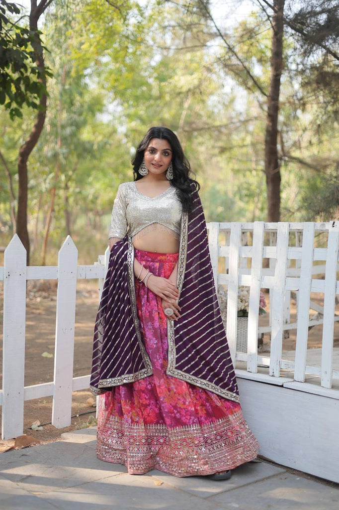 Pink Exquisite Digital Printed Georgette Lehenga Choli Collection Clothsvilla