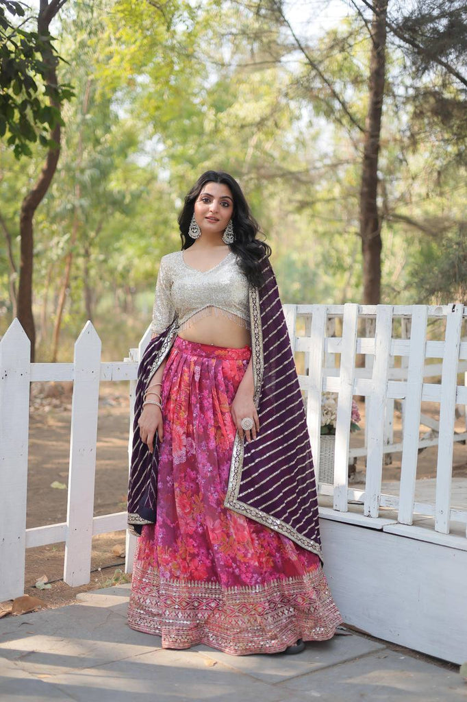 Pink Exquisite Digital Printed Georgette Lehenga Choli Collection Clothsvilla