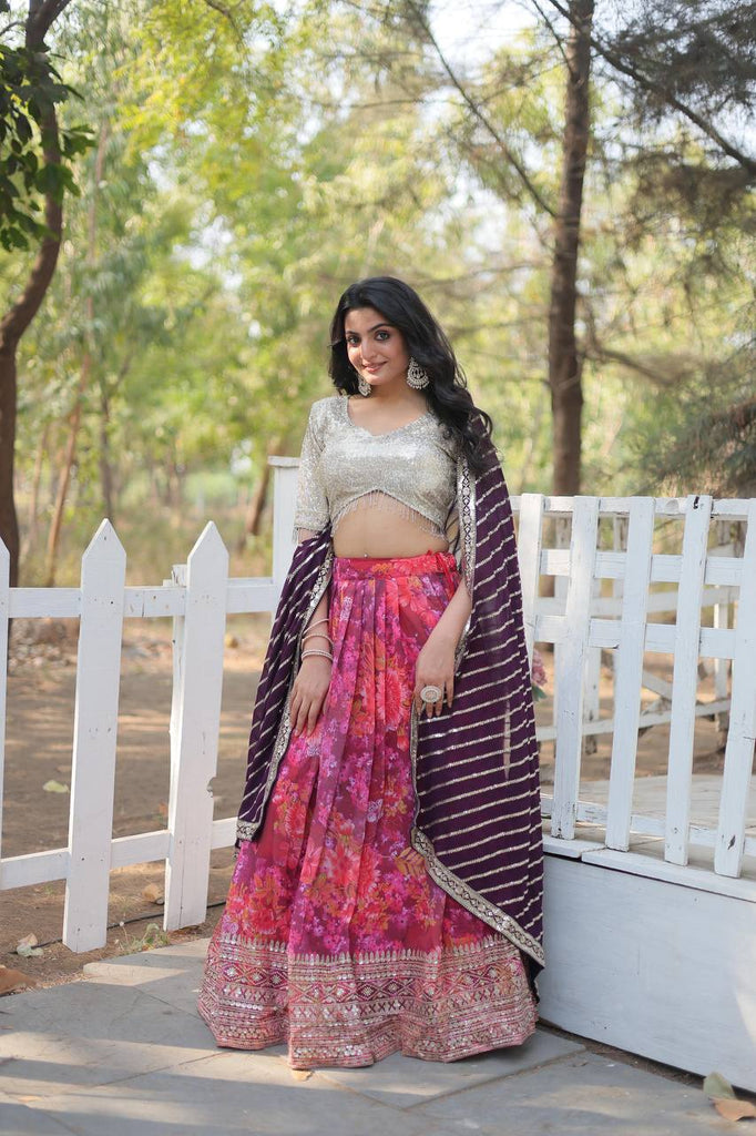 Pink Exquisite Digital Printed Georgette Lehenga Choli Collection Clothsvilla