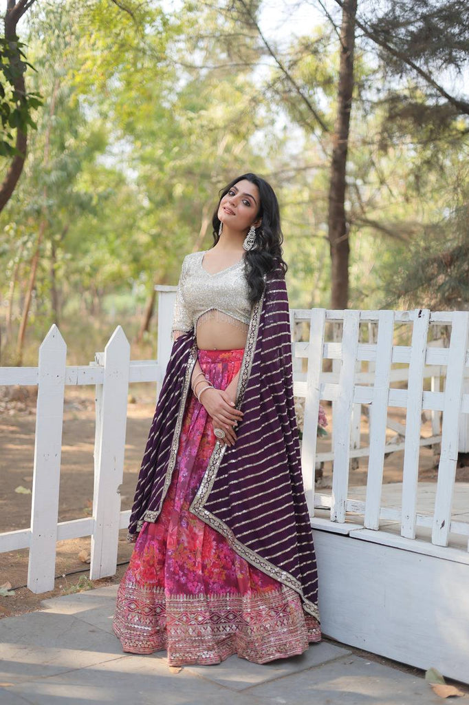 Pink Exquisite Digital Printed Georgette Lehenga Choli Collection Clothsvilla