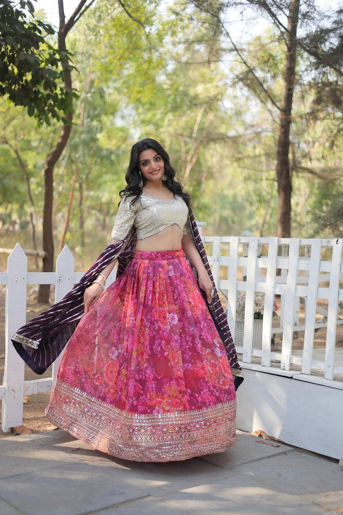 Pink Exquisite Digital Printed Georgette Lehenga Choli Collection Clothsvilla