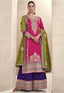 Pink Exquisite Heavy Vichitra Silk Embroidered Suit Set with Dupatta ClothsVilla