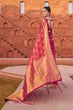 Load image into Gallery viewer, Pink Exquisite Litchi Silk Banarasi Saree with Zari Woven Design ClothsVilla