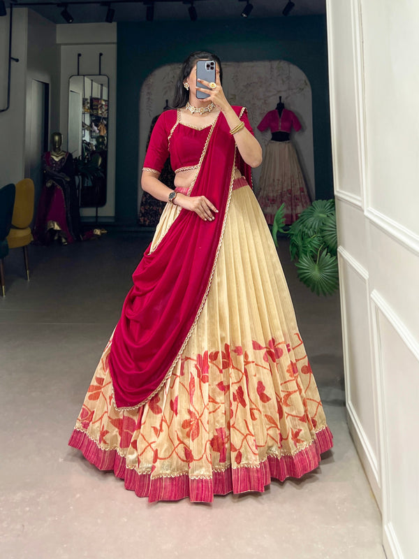 Pink Exquisite Silk Lehenga Set with Lace Touch - Stitched, Perfect for Every Celebration