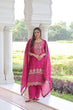 Load image into Gallery viewer, Pink Faux Blooming Embroidered Kurti Pant Set ClothsVilla