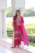 Load image into Gallery viewer, Pink Faux Blooming Embroidered Kurti Pant Set ClothsVilla