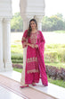 Load image into Gallery viewer, Pink Faux Blooming Embroidered Kurti Pant Set ClothsVilla
