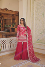 Load image into Gallery viewer, Pink Faux Blooming Sequins &amp; Zari Embroidered Readymade Gharara Suit Set ClothsVilla