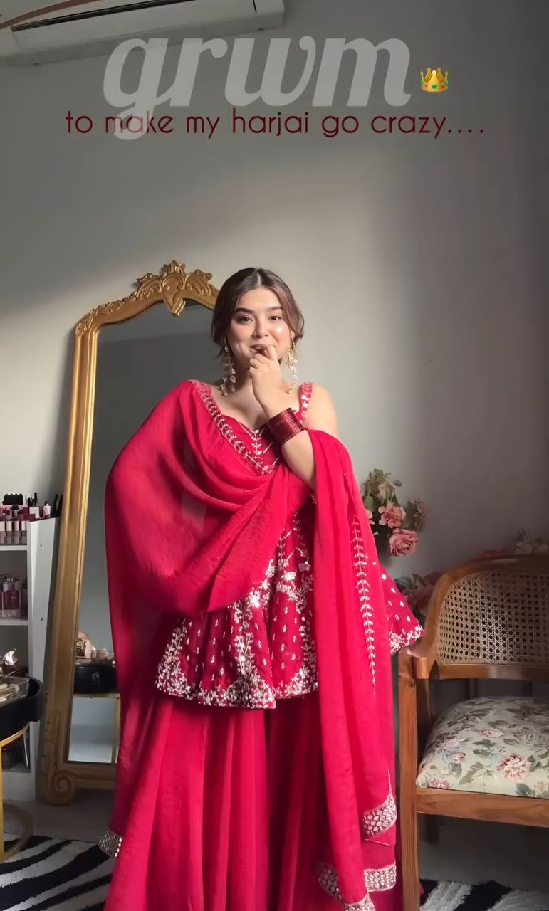 Pink Faux Blooming Sequins & Zari Embroidered Sharara Set ClothsVilla Main image