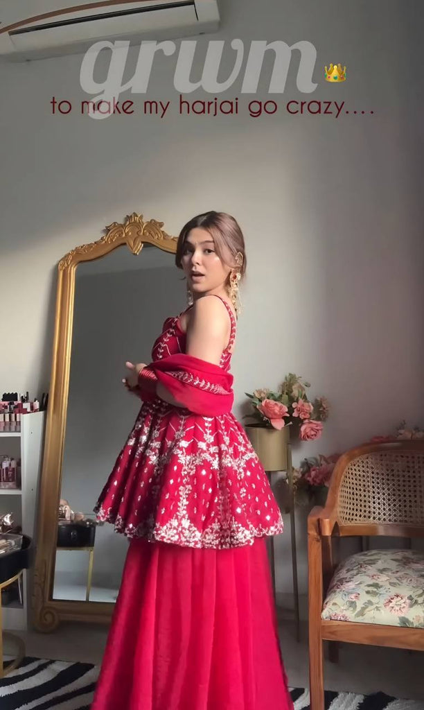 Pink Faux Blooming Sequins & Zari Embroidered Sharara Set ClothsVilla