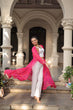 Load image into Gallery viewer, Pink Faux Georgette Bandhani Shrug with Kutchi Patchwork ClothsVilla
