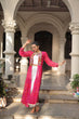 Load image into Gallery viewer, Pink Faux Georgette Bandhani Shrug with Kutchi Patchwork ClothsVilla