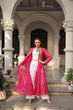 Load image into Gallery viewer, Pink Faux Georgette Bandhani Shrug with Kutchi Patchwork ClothsVilla