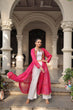 Load image into Gallery viewer, Pink Faux Georgette Bandhani Shrug with Kutchi Patchwork ClothsVilla