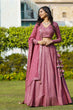 Load image into Gallery viewer, Pink Faux Georgette Lehenga Set with 9mm Sequins &amp; Thread Embroidery – Semi-Stitched with Dupatta ClothsVilla