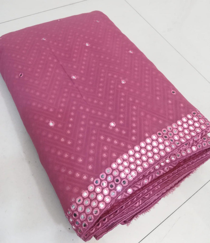 Pink Faux Georgette Lehenga Set with 9mm Sequins & Thread Embroidery – Semi-Stitched with Dupatta ClothsVilla