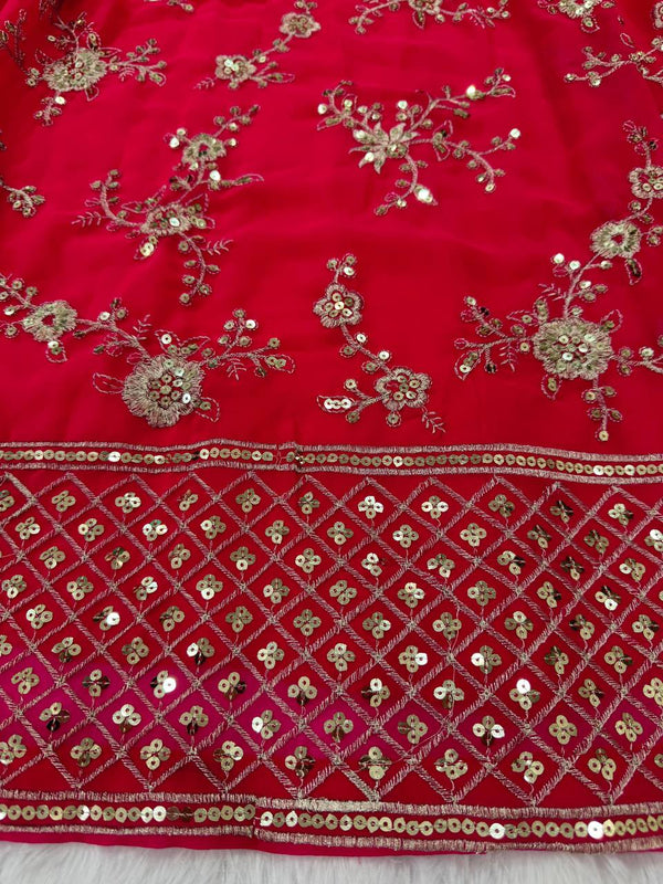 Pink Faux Georgette Thread & Sequin Embroidered Lehenga Choli Set with Fancy Dupatta ClothsVilla
