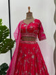 Load image into Gallery viewer, Pink Faux Georgette Thread &amp; Sequin Embroidered Lehenga Choli Set with Fancy Dupatta ClothsVilla