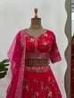 Load image into Gallery viewer, Pink Faux Georgette Thread &amp; Sequin Embroidered Lehenga Choli Set with Fancy Dupatta ClothsVilla