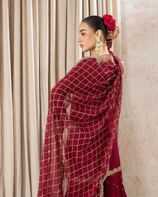 Pink Faux Georgette Thread & Sequin Embroidered Sharara Set with Dupatta ClothsVilla