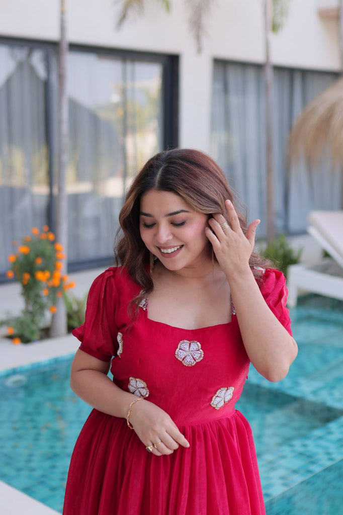 Pink Fendi Silk Embroidered Gown