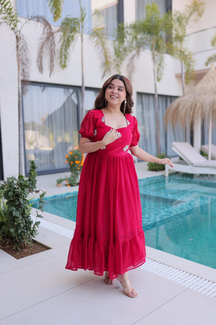 Pink Fendi Silk Embroidered Gown Main image