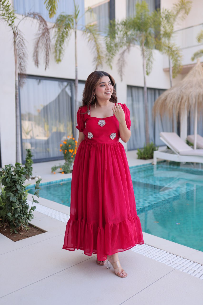 Pink Fendi Silk Embroidered Gown