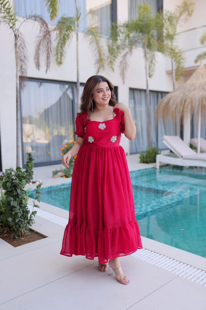 Pink Fendi Silk Embroidered Gown