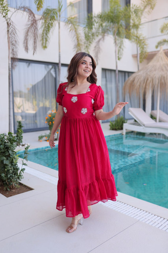 Pink Fendi Silk Embroidered Gown