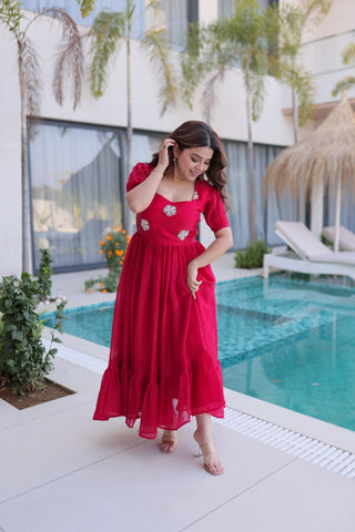 Pink Fendi Silk Embroidered Gown