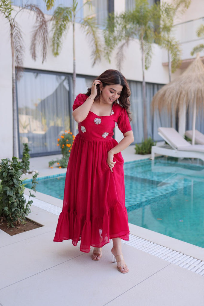 Pink Fendi Silk Embroidered Gown