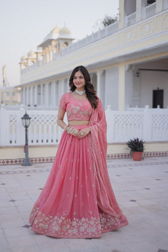 Pink Fendi Silk Zari Sequins Lehenga Choli ClothsVilla