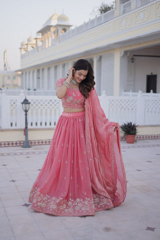 Pink Fendi Silk Zari Sequins Lehenga Choli ClothsVilla