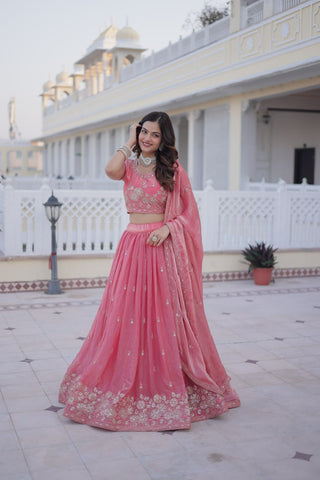 Pink Fendi Silk Zari Sequins Lehenga Choli ClothsVilla