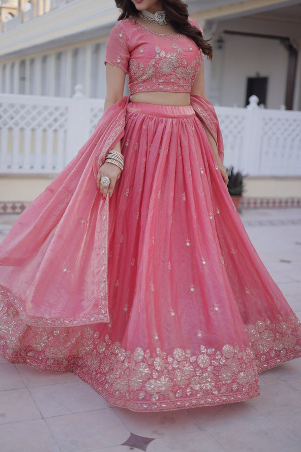 Pink Fendi Silk Zari Sequins Lehenga Choli ClothsVilla