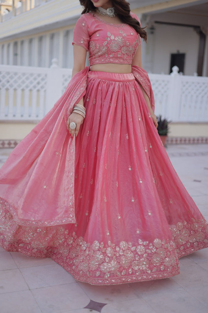 Pink Fendi Silk Zari Sequins Lehenga Choli ClothsVilla