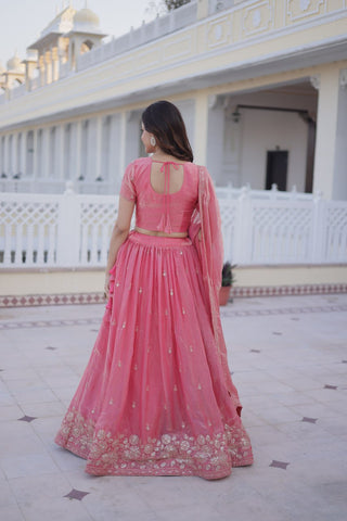 Pink Fendi Silk Zari Sequins Lehenga Choli ClothsVilla