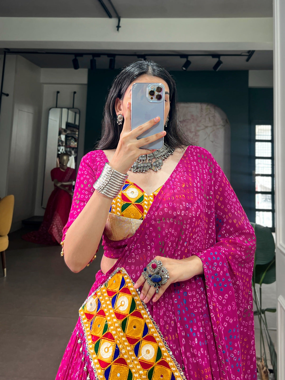 Pink Flared Lehenga with Gamthi Work ClothsVilla