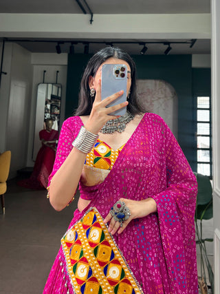 Pink Flared Lehenga with Gamthi Work ClothsVilla