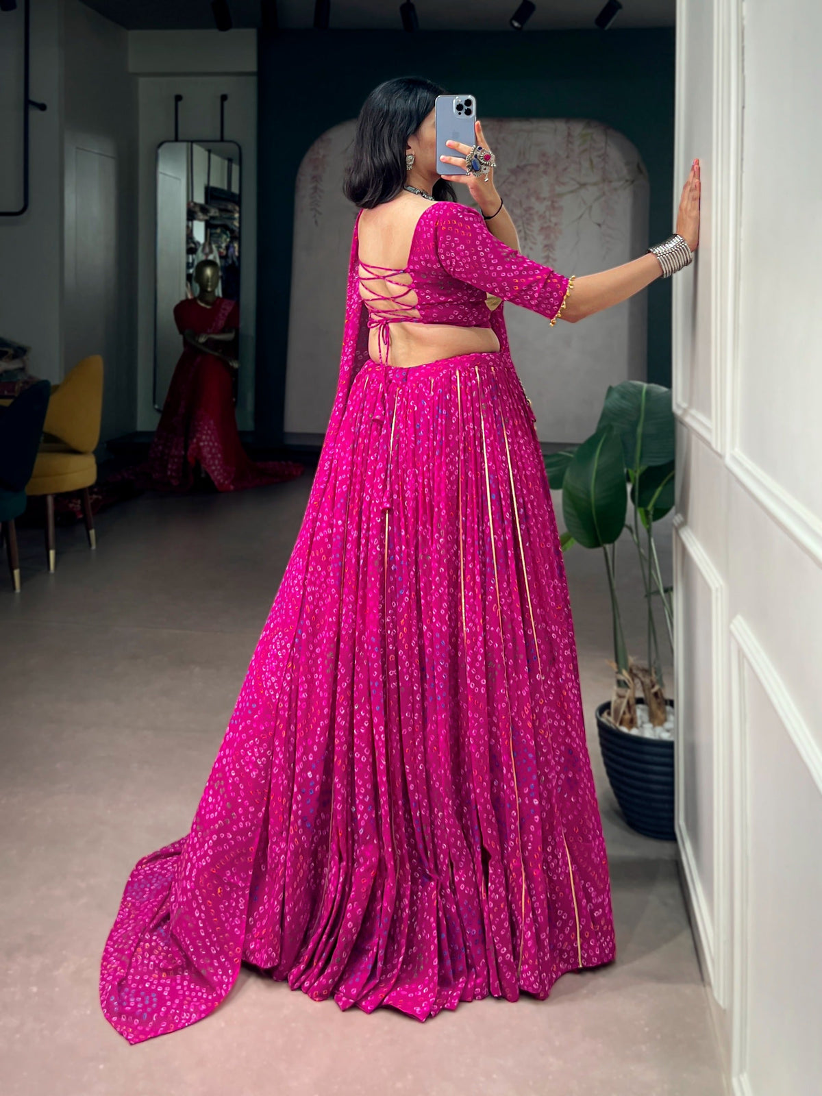 Pink Flared Lehenga with Gamthi Work ClothsVilla