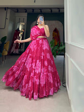 Load image into Gallery viewer, Pink Floral Chiffon Lehenga Co-ord Set ClothsVilla