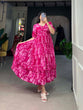 Load image into Gallery viewer, Pink Floral Georgette Frock for Effortless Summer Style ClothsVilla