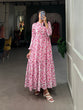 Load image into Gallery viewer, Pink Floral Georgette Frock in Modern Ethnic Style ClothsVilla